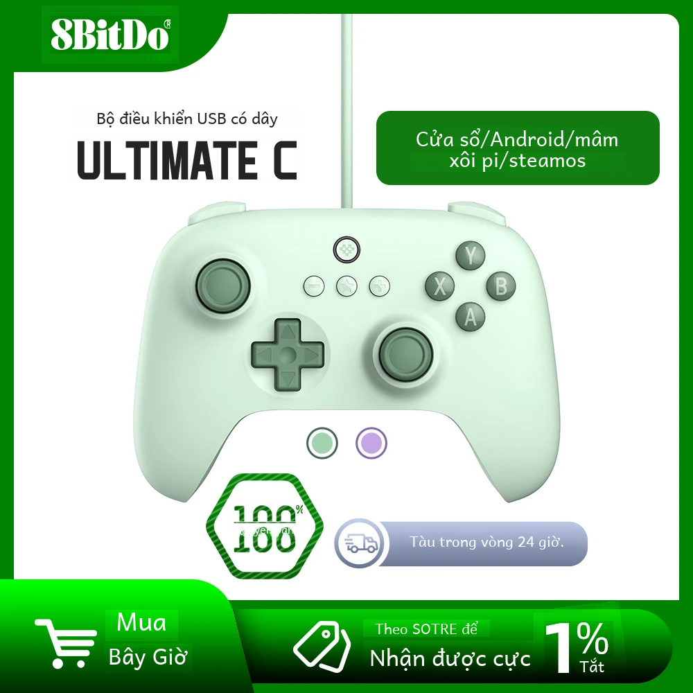 Bộ điều khiển chơi game có dây 8bitdo Ultimate Linux/windows 10/11 Steam Pc Raspberry Pi Android Tương thích với chứng nhận Rohs