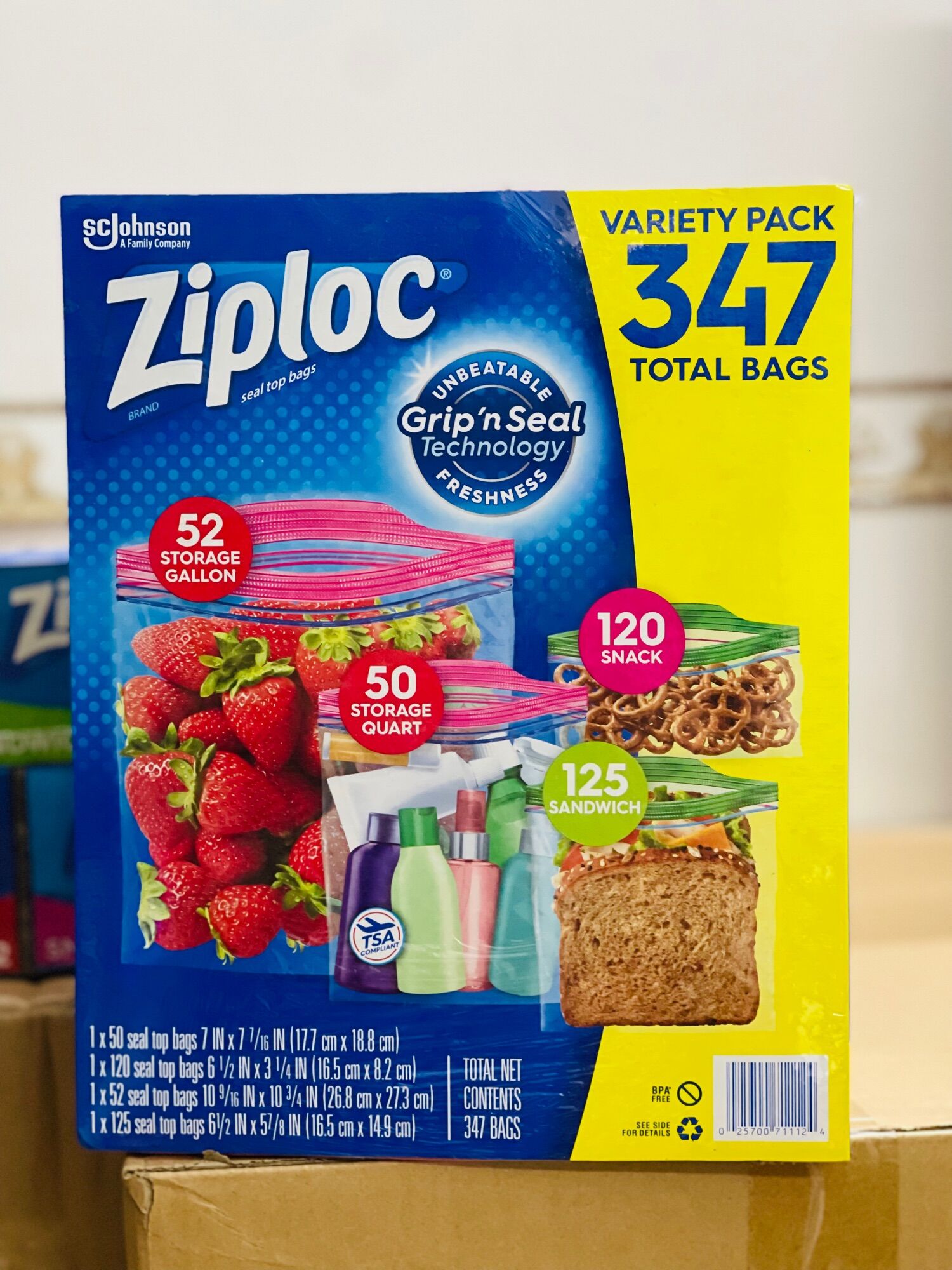 Túi đựng thực phẩm Ziploc từ Mỹ - 347 túi tiện lợi.
