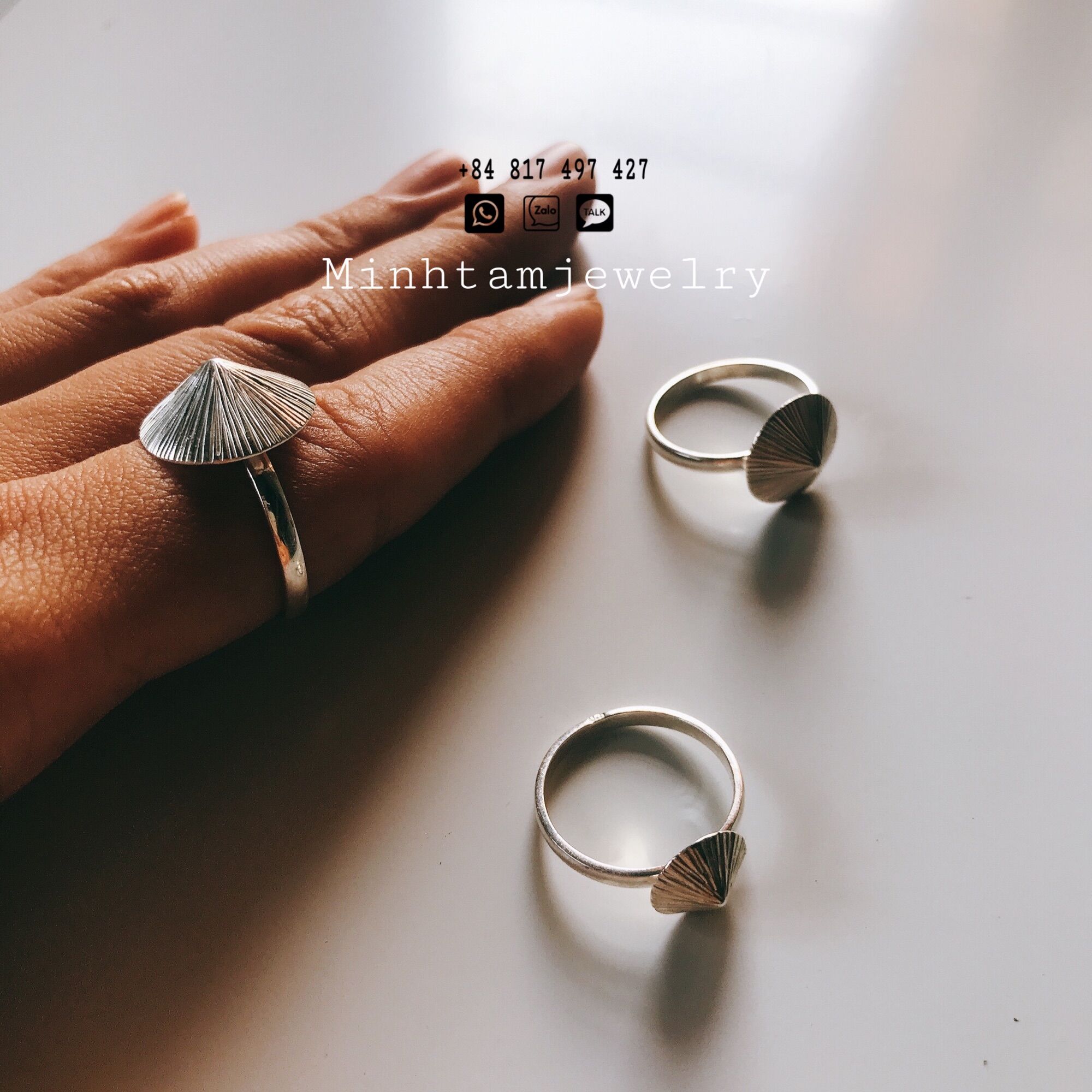 Nhan non la - conical hat ring FREESIZE- Silver hat ring