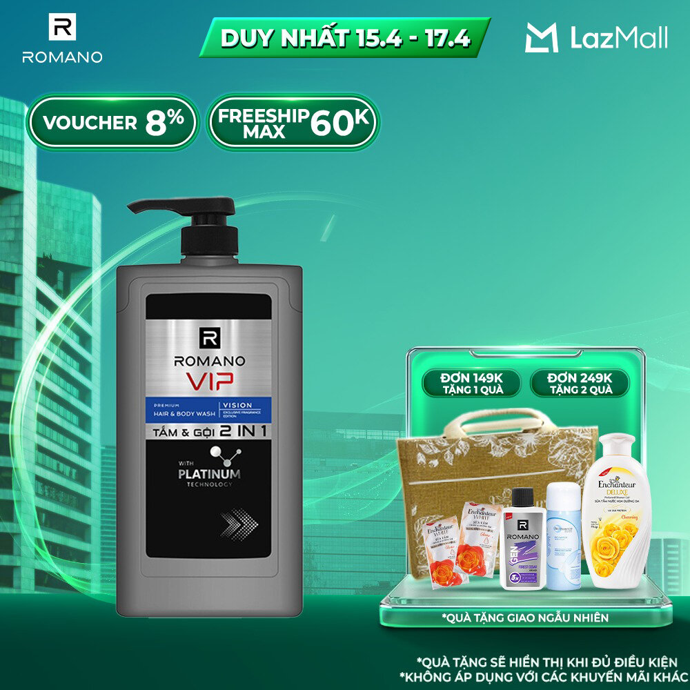 Tắm gội 2 trong 1 Romano 2in1 Vip Vision 650g/chai