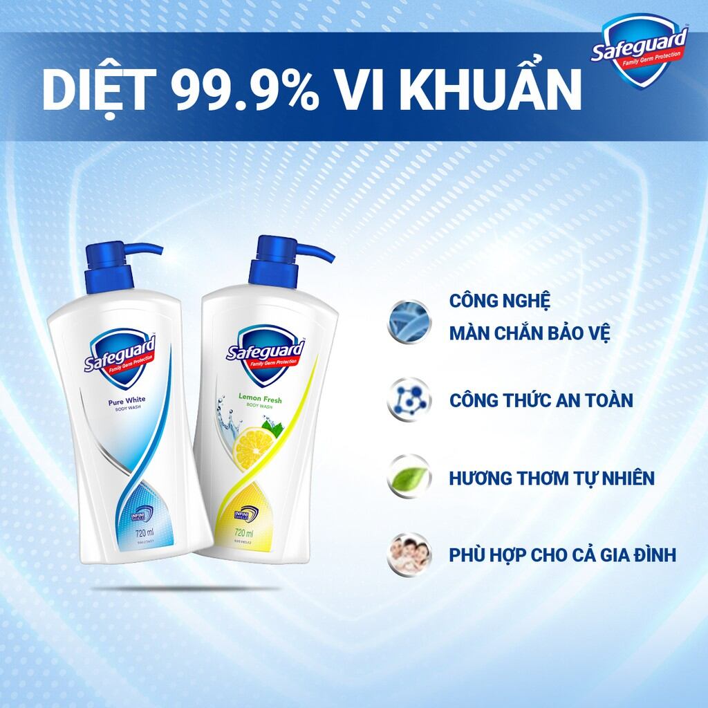 Sữa Tắm Diệt Khuẩn SAFEGUARD Túi 620ml