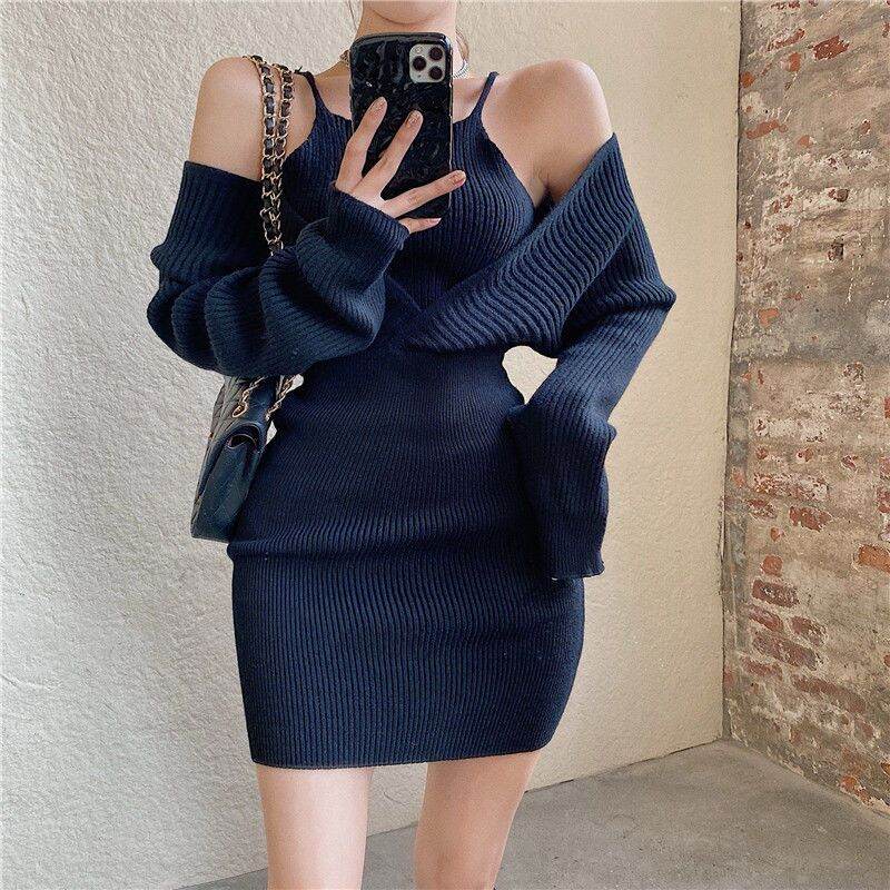 váy len body hở vai sexy