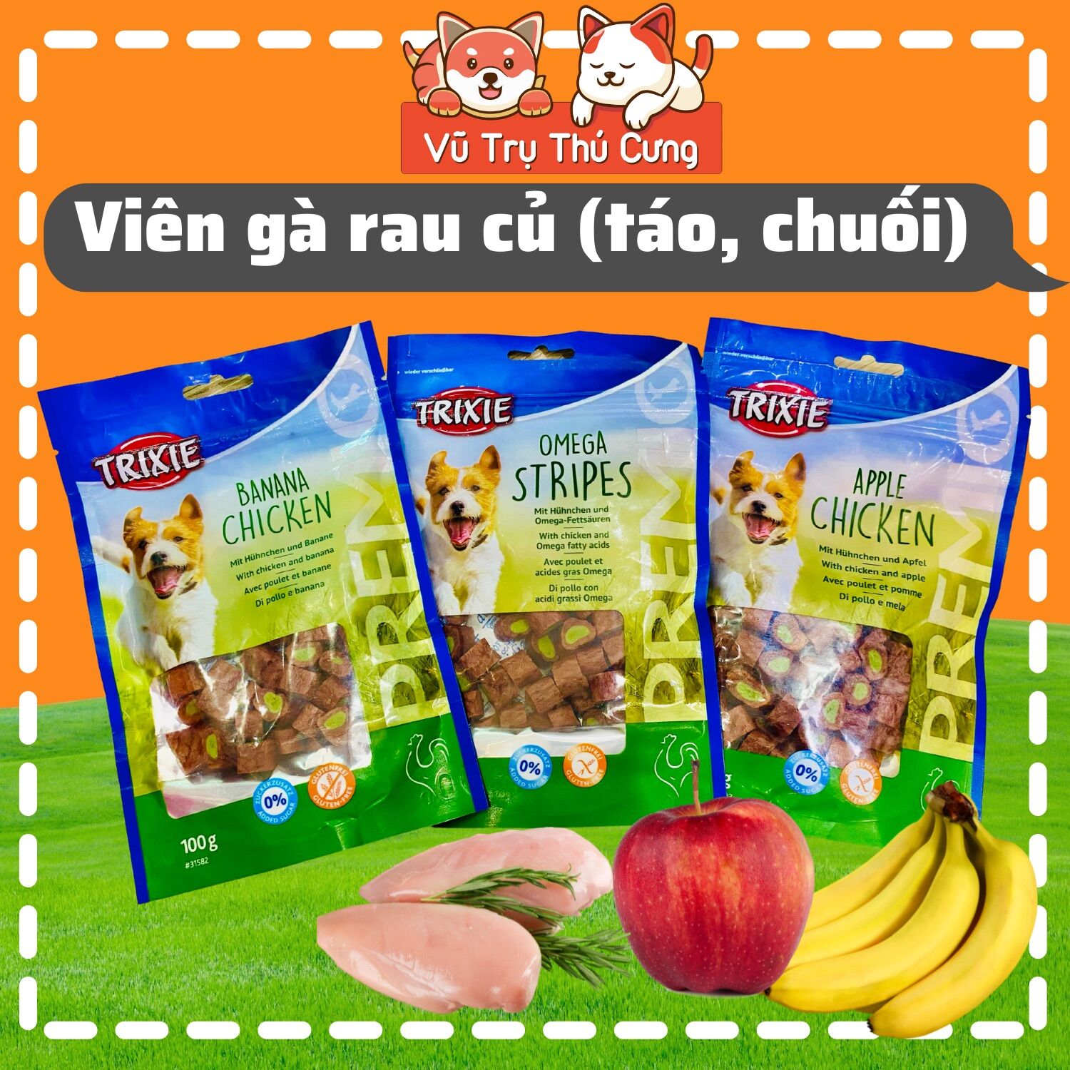 Snack cho chó thịt gà, thịt vịt cuộn rau củ trixie 70g