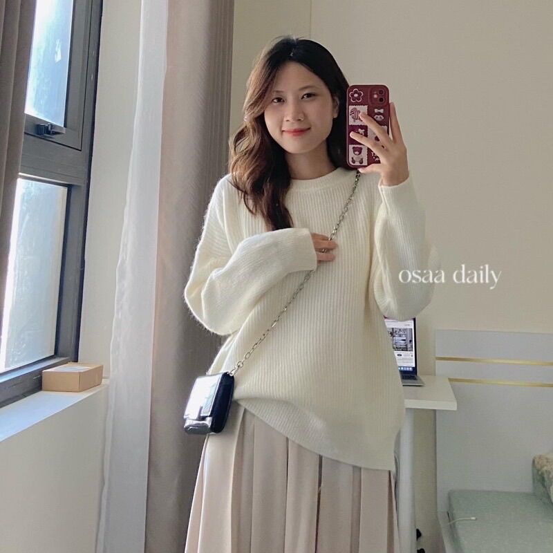 Áo len gân trơn basic
