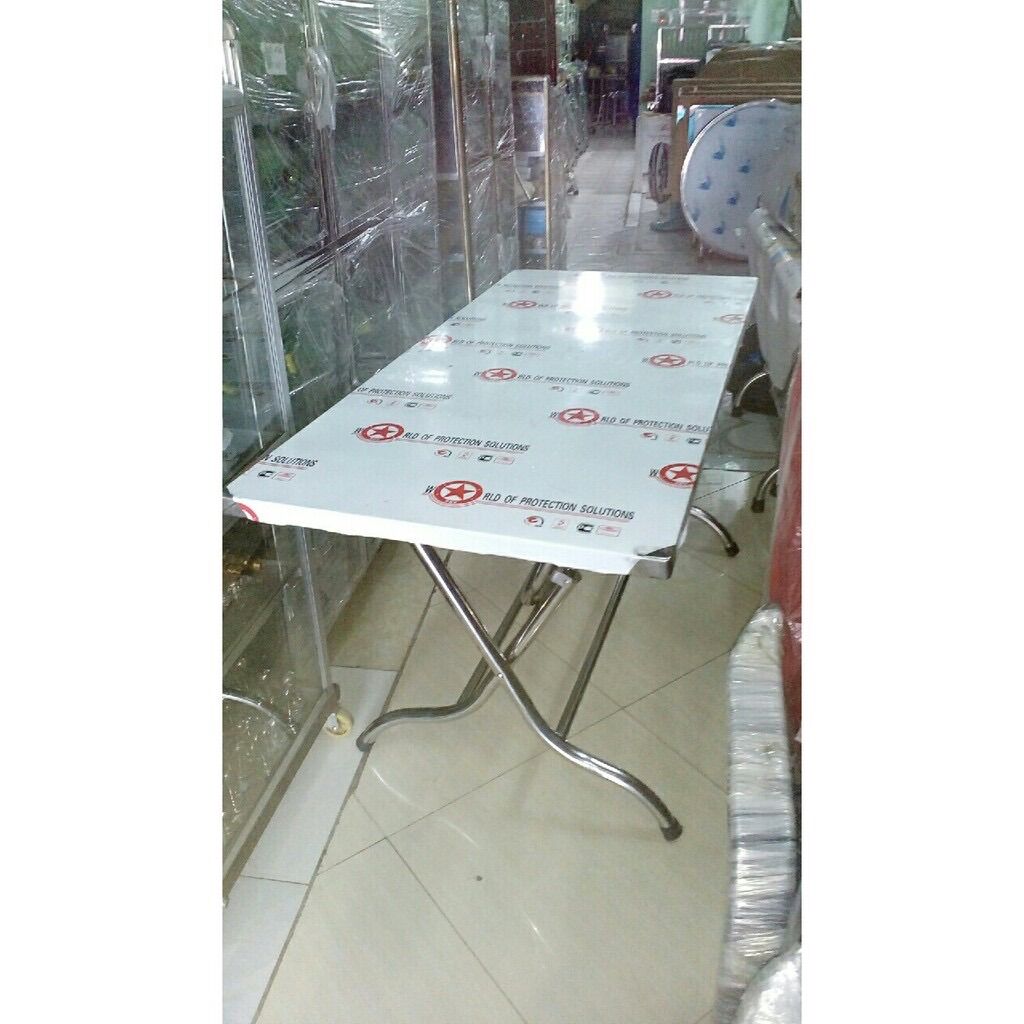 Bàn chữ nhật 70*120 inox 100% chân cao 75cm