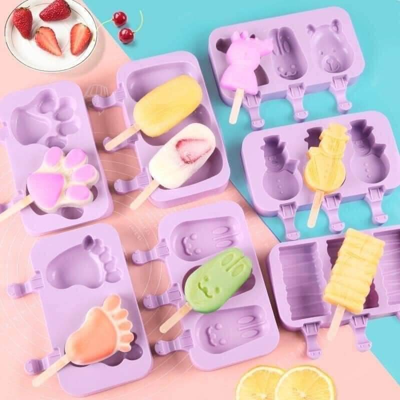 set 3 khuôn làm kem silicon