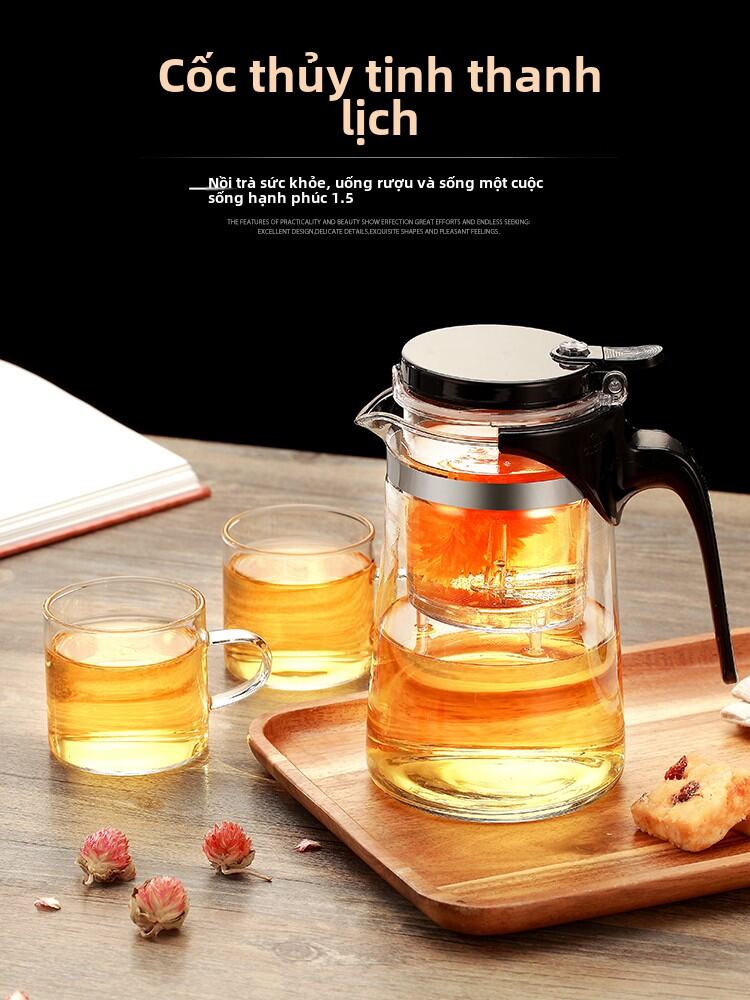 Bộ Trà Thủy Tinh Gia Đình Bộ Trà Một Nút Lọc Ly Trà Cách Ly Nước Trà Ấm Cốc Cách Ly Trà Và Nước Dùng Cho Nhà Bếp