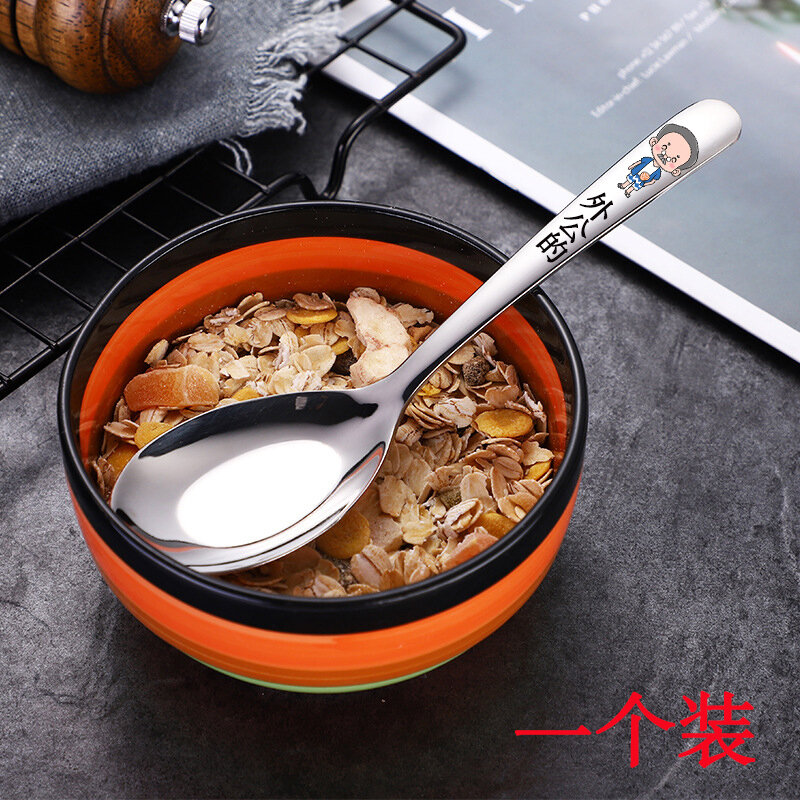 Hoàng Gia Đầu Bếp Xuân Bang Hoạt Hình Thép Không Gỉ 304 Thìa Sử Dụng Tại Nhà Cho Bé Thìa Canh Thìa Cơm Trẻ Em Bát Nhỏ Đồ Dùng