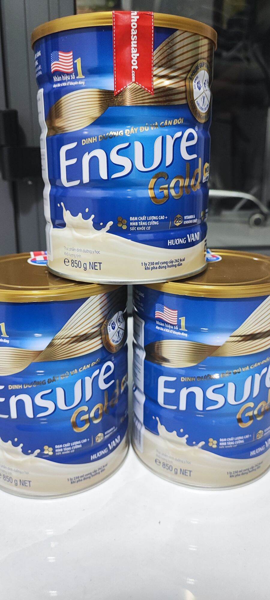 Sữa bột Ensure Gold 850g (HMB) hương vani ( DATE 2025)
