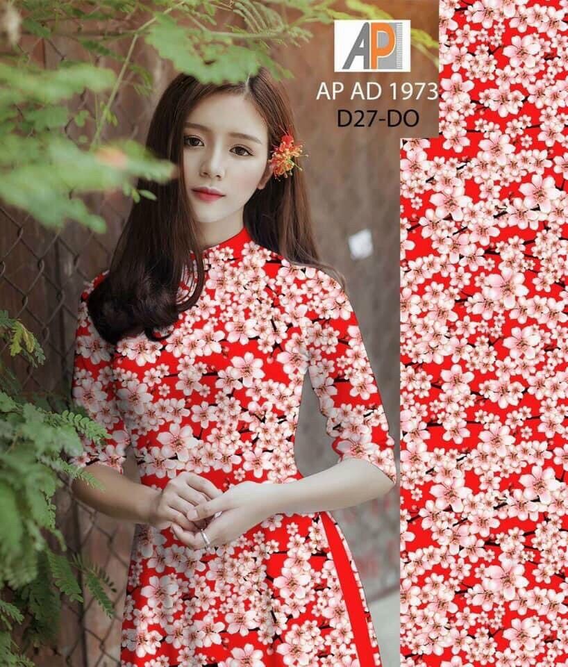 Vải áo dài in hoa đều thân áo