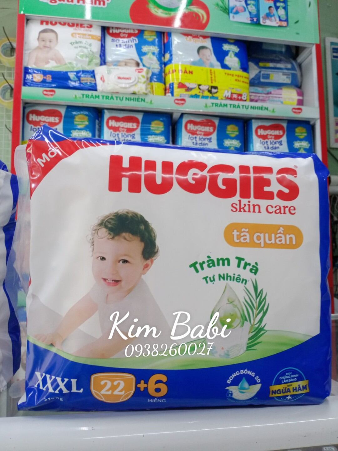 Tã quần Huggies Skincare XXXL22+6 miếng tràm trà mới