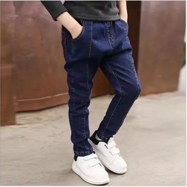 Quần jeans dài cạp chun, co giãn bé trai