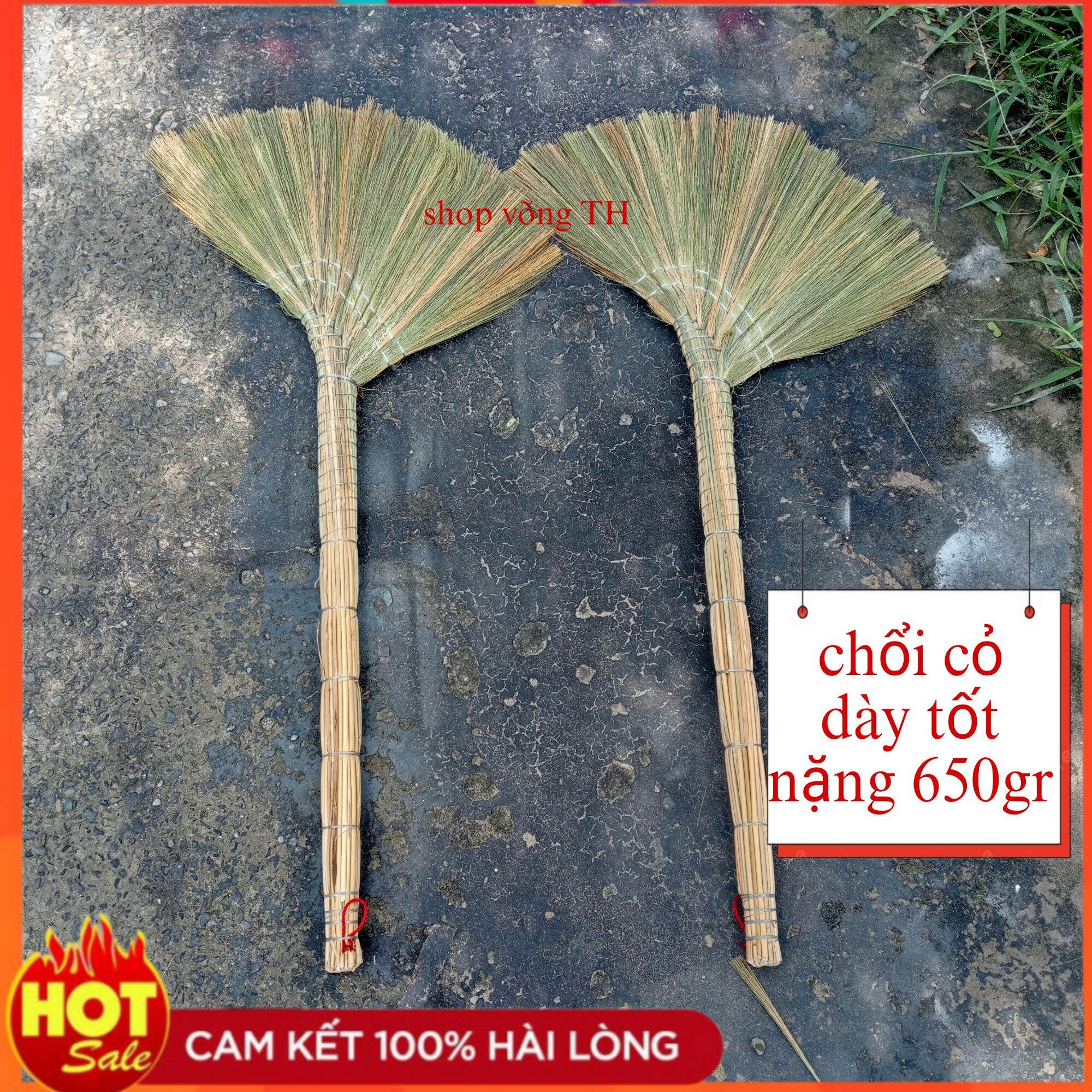 Chổi quét nhà bông cỏ loại tốt, dày, bông chổi đặc - chổi nặng 690g