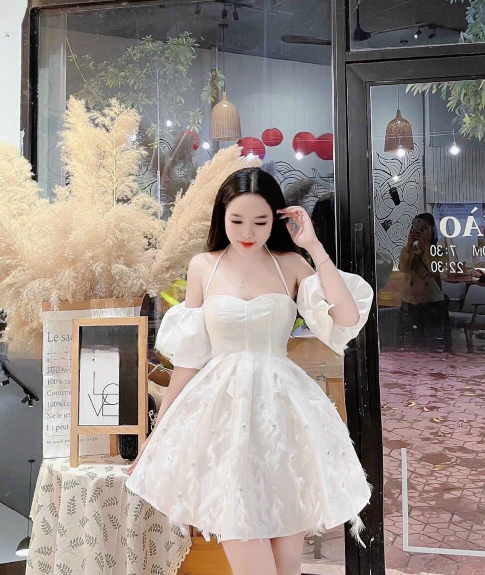ĐẦM XÒE CUP TAY PHỒNG ĐÍNH LÔNG