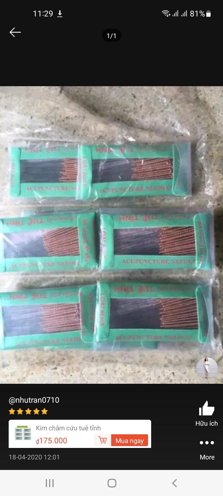 Kim châm cứu Tuệ Tĩnh 4.5cm