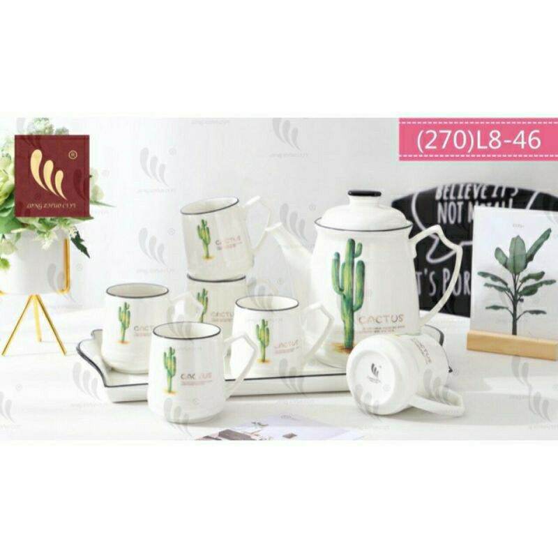 Bộ Ấm Chén Sứ Kiểu Hàn Quốc kèm khay