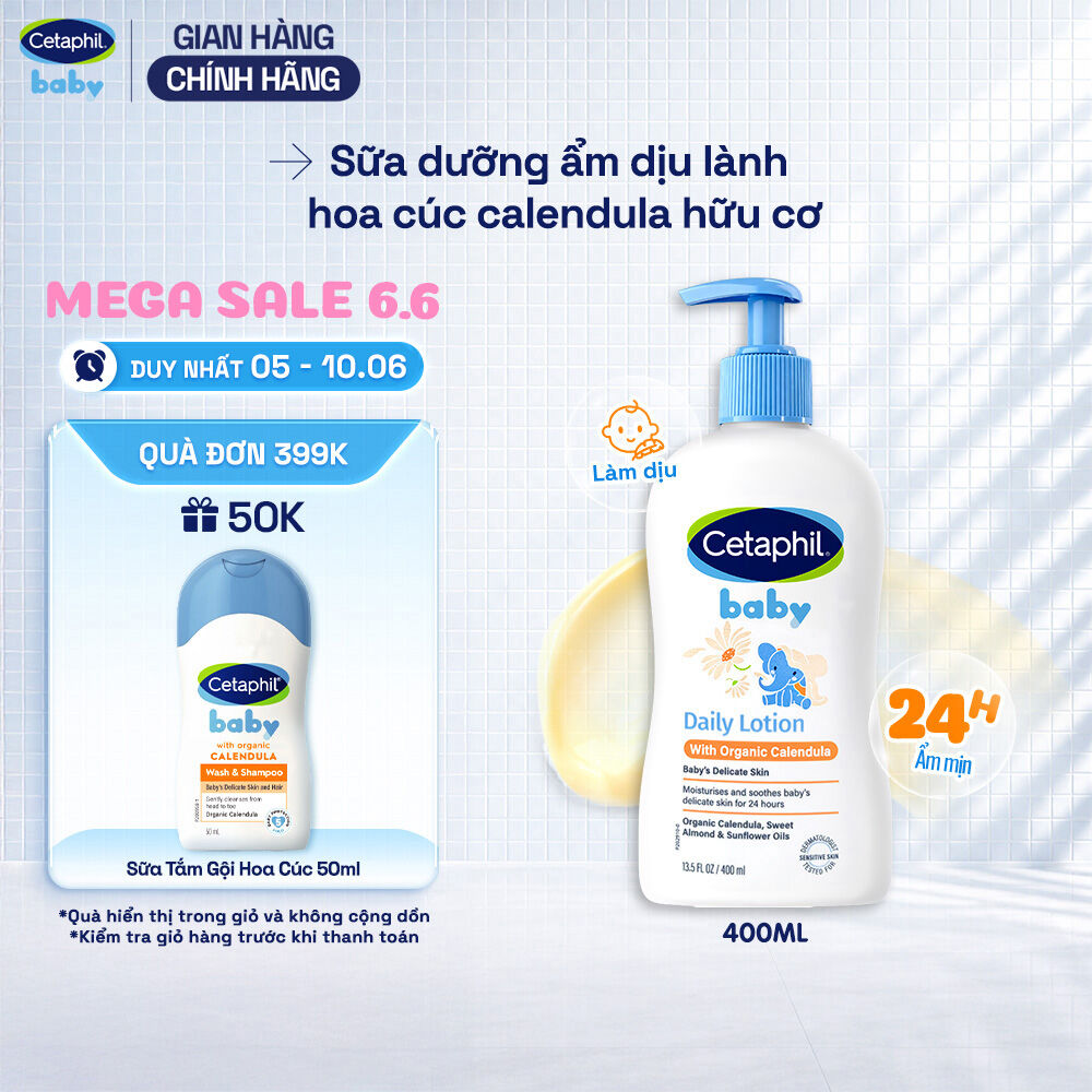 Sữa dưỡng ẩm dịu lành cho bé CETAPHIL BABY LOTION WITH ORGANIC CALENDULA 400ML
