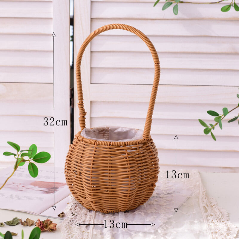 Giỏ hoa mây tre đan bện hoàn toàn thủ công giỏ xách tay giỏ trang trí cắm hoa nghệ thuật tết thất tịch sáng tạo điền viên