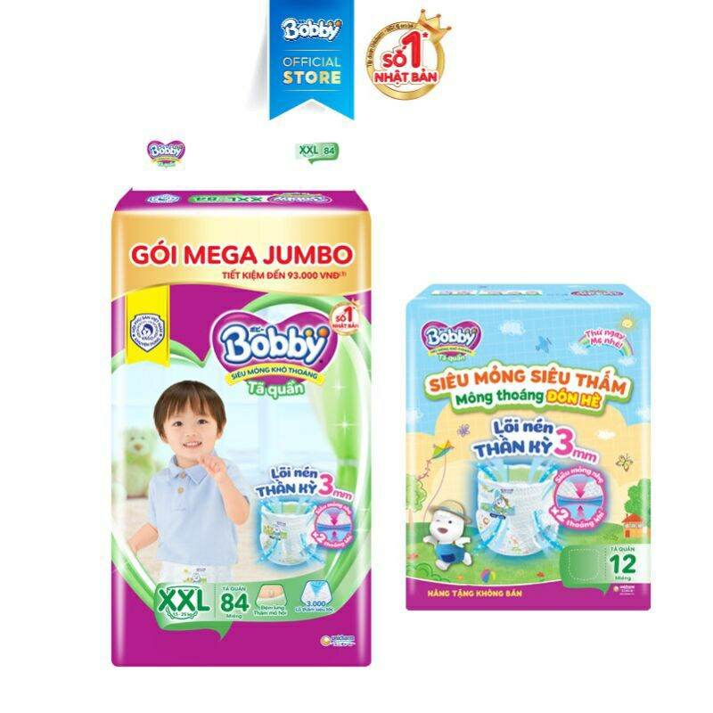 [Date 2026] Tã bỉm quần Bobby XXL 84 miếng/XXL84