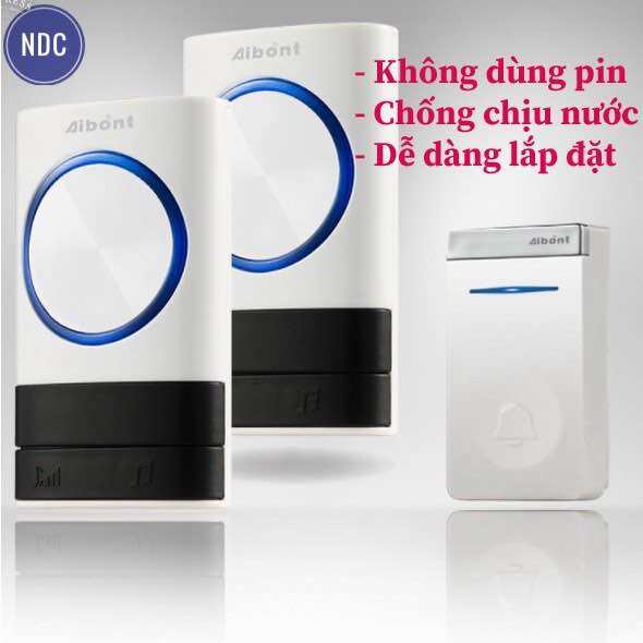 Chuông Cửa Không Dây Cao Cấp AIBONT Không Dùng Pin, Chống Nước, Khoảng Cách 300m