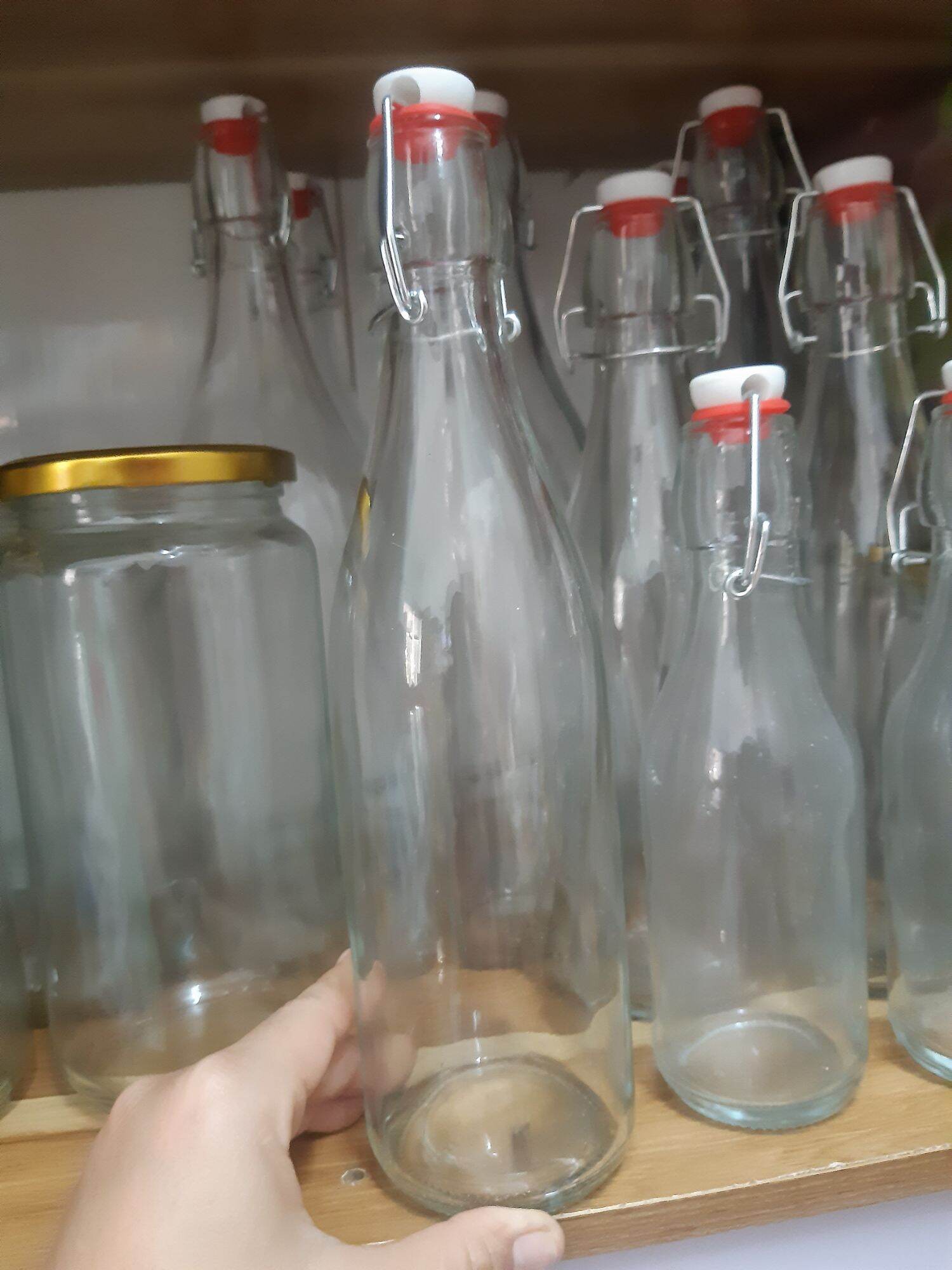 chai thủy tinh nắp bật 500ml ( chai tròn)