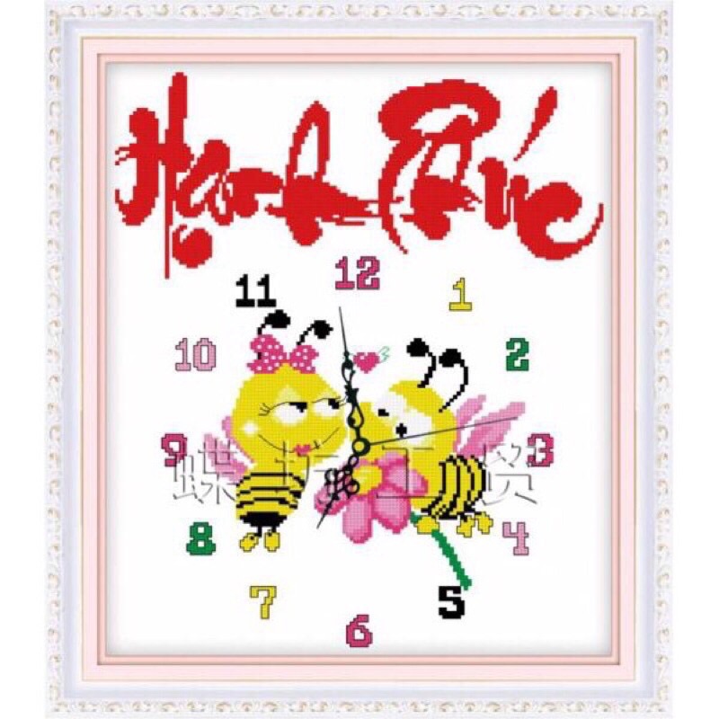 Tranh thêu chữ thập đồng hồ hạnh phúc 222513/ 42x47cm/ chưa thêu