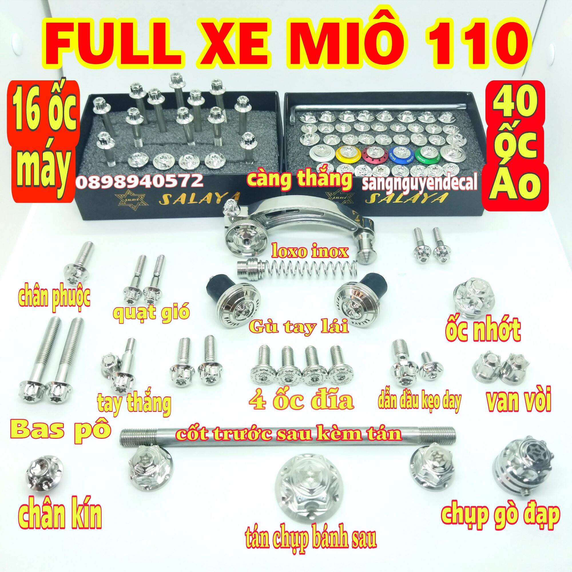 Full ốc salaya inox 304 xe miô 110