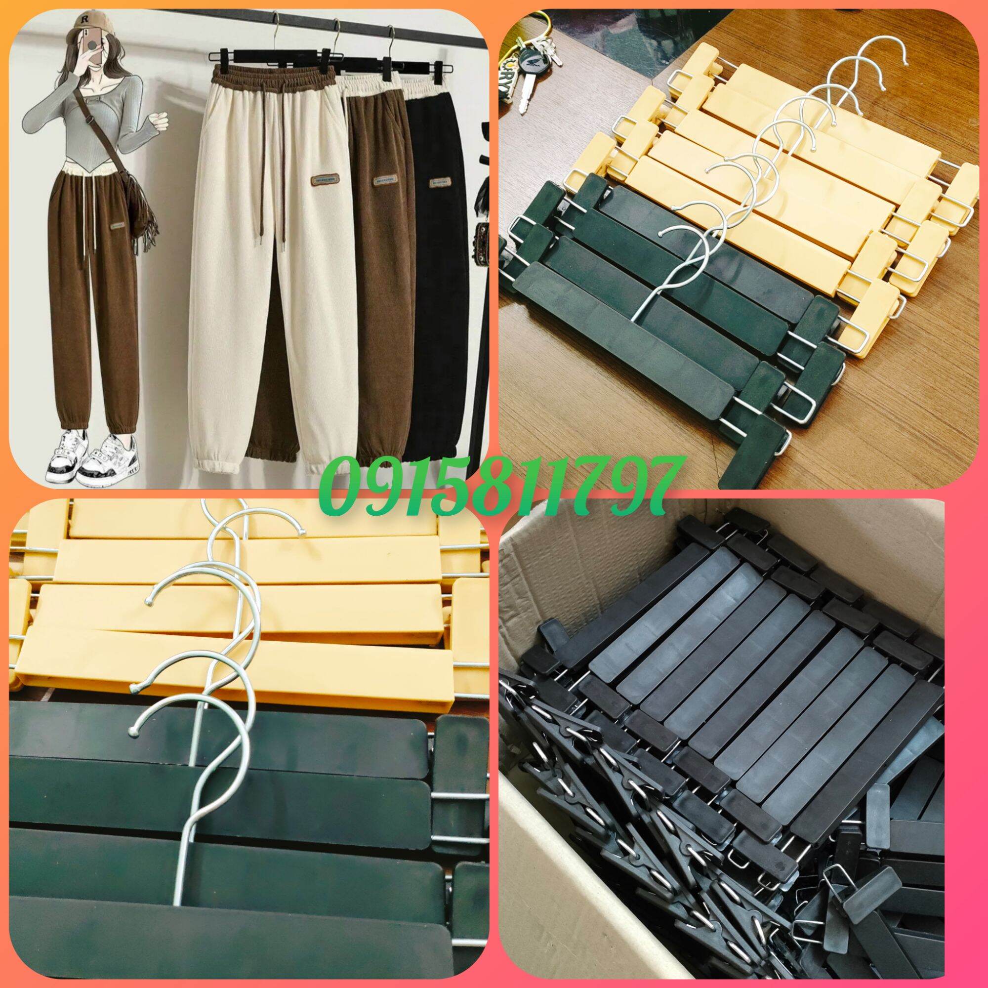 Combo 400 kẹp nhựa màu đen treo quần áo,chân váy, quần tây,jean,..