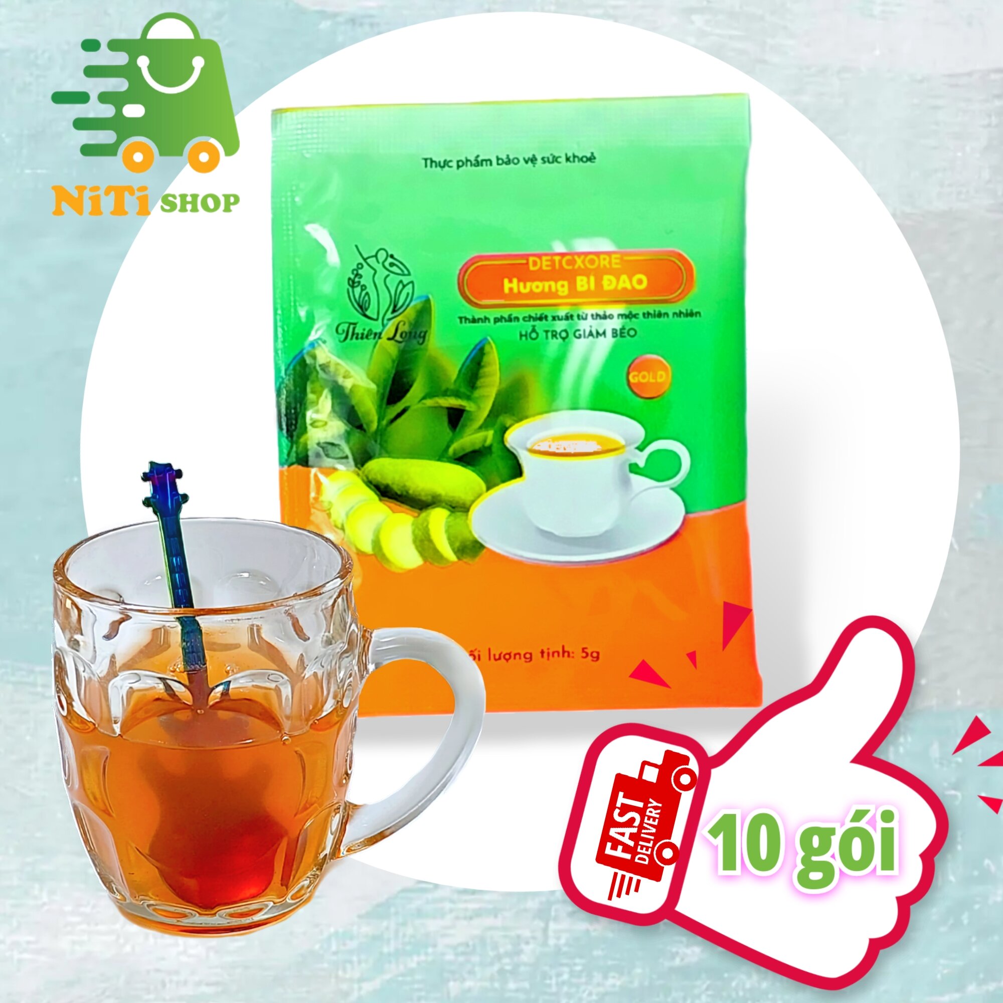 10 gói trà giảm cân bí đao detox NiTishop bí đao giảm cân nhanh Thiên Long