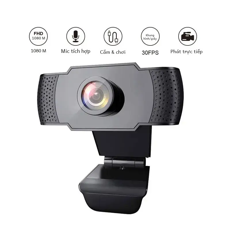 Webcam full hd 1080p có đèn led lấp đầy micro usb cắm web camera cho máy tính mac laptop máy tính để bàn