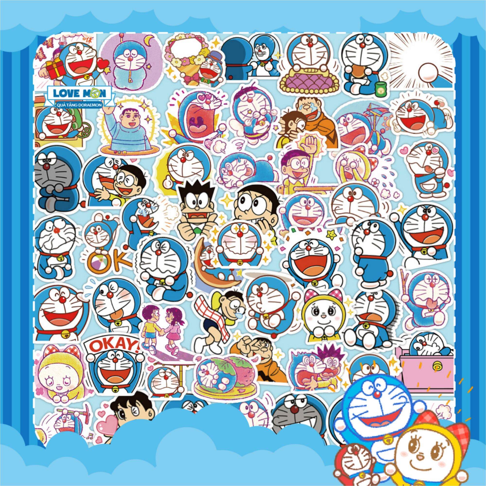 [HCM]LOVE MON - BỘ 60 MIẾNG STICKER DORAEMON DÁN NÓN BẢO HIỂM CHỐNG THẤMMIX MẪU NGẪU NHIÊN