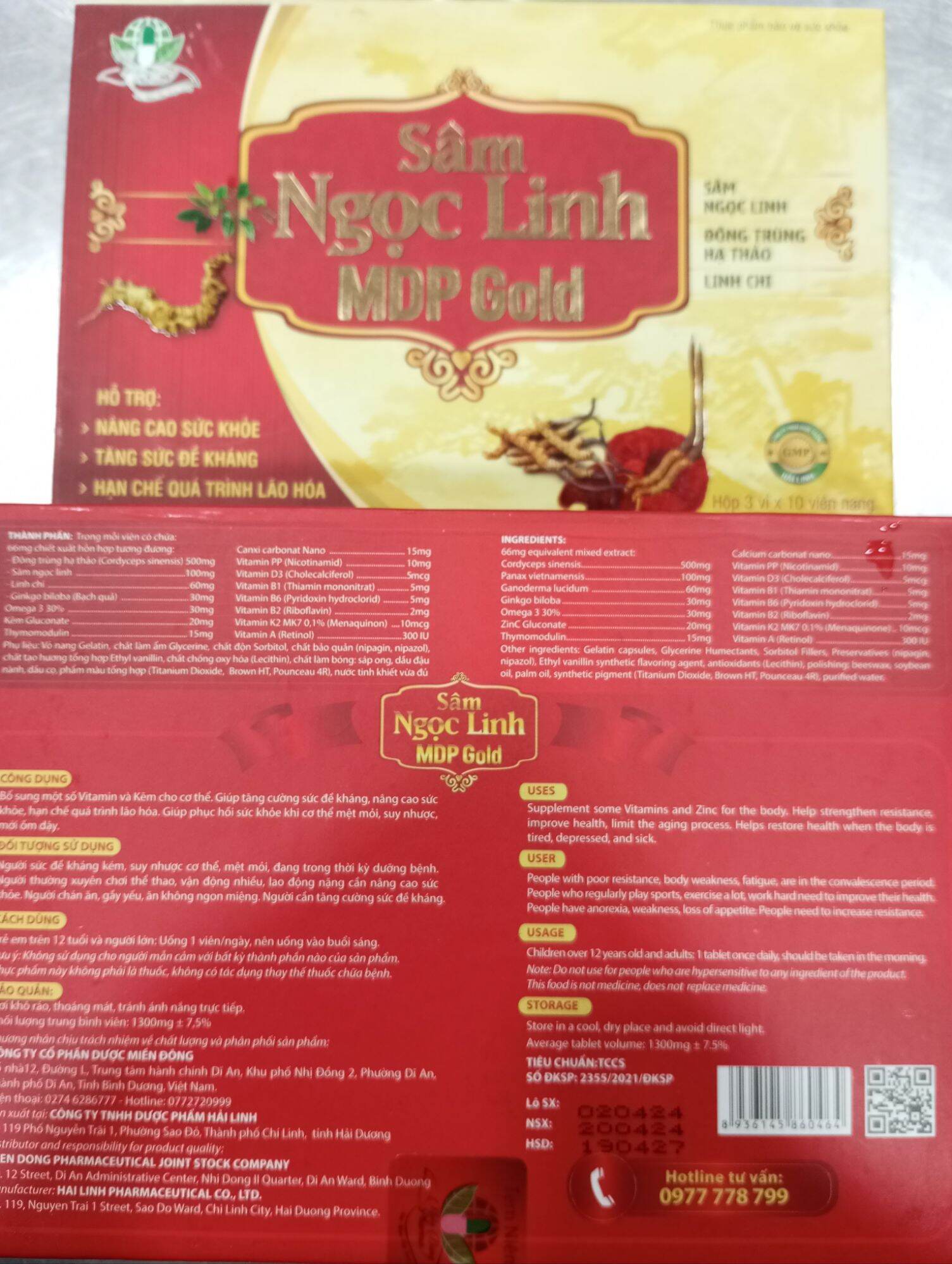 ✅[chính hãng] Sâm Ngọc Linh MDP Gold ( mẫu mới lọ 30viên)