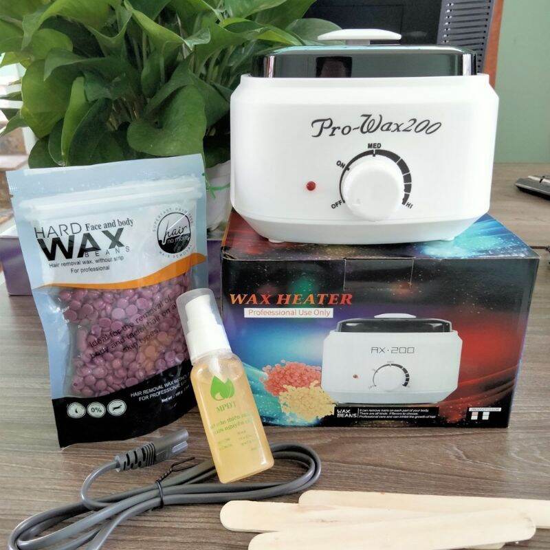 [ Đủ Bộ Wax Lông Tại Nhà ] Combo Nồi Nấu Sáp Wax Lông Tại Nhà + Sáp + Mỡ Trăn + Que Gỗ