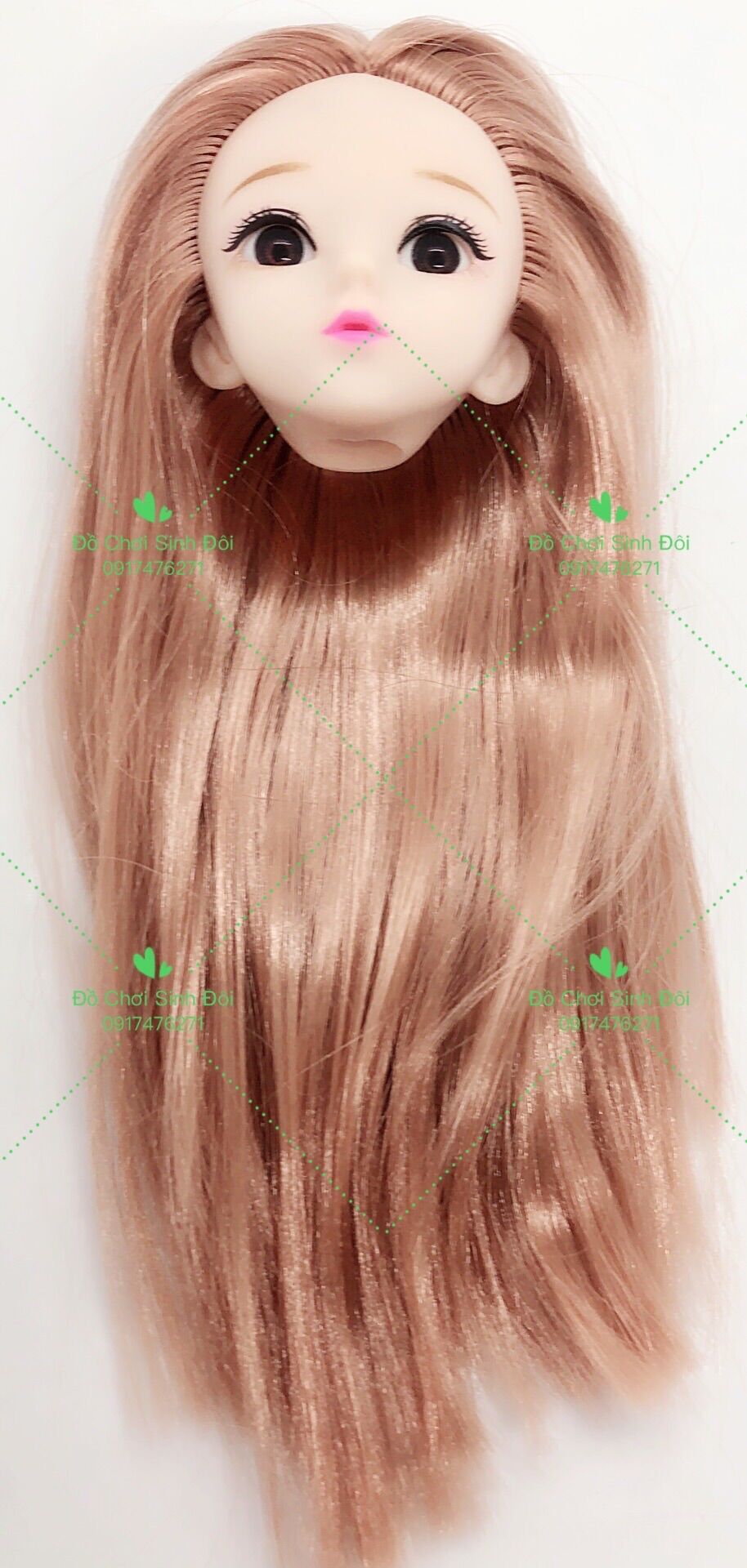 Đầu búp bê mắt 3D - tóc vàng