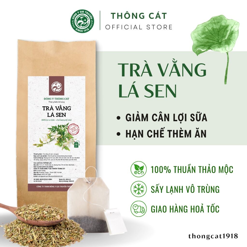 Trà vằng lá sen giảm cân , lợi sữa sau sinh hiệu quả cao Bịch 30 gói