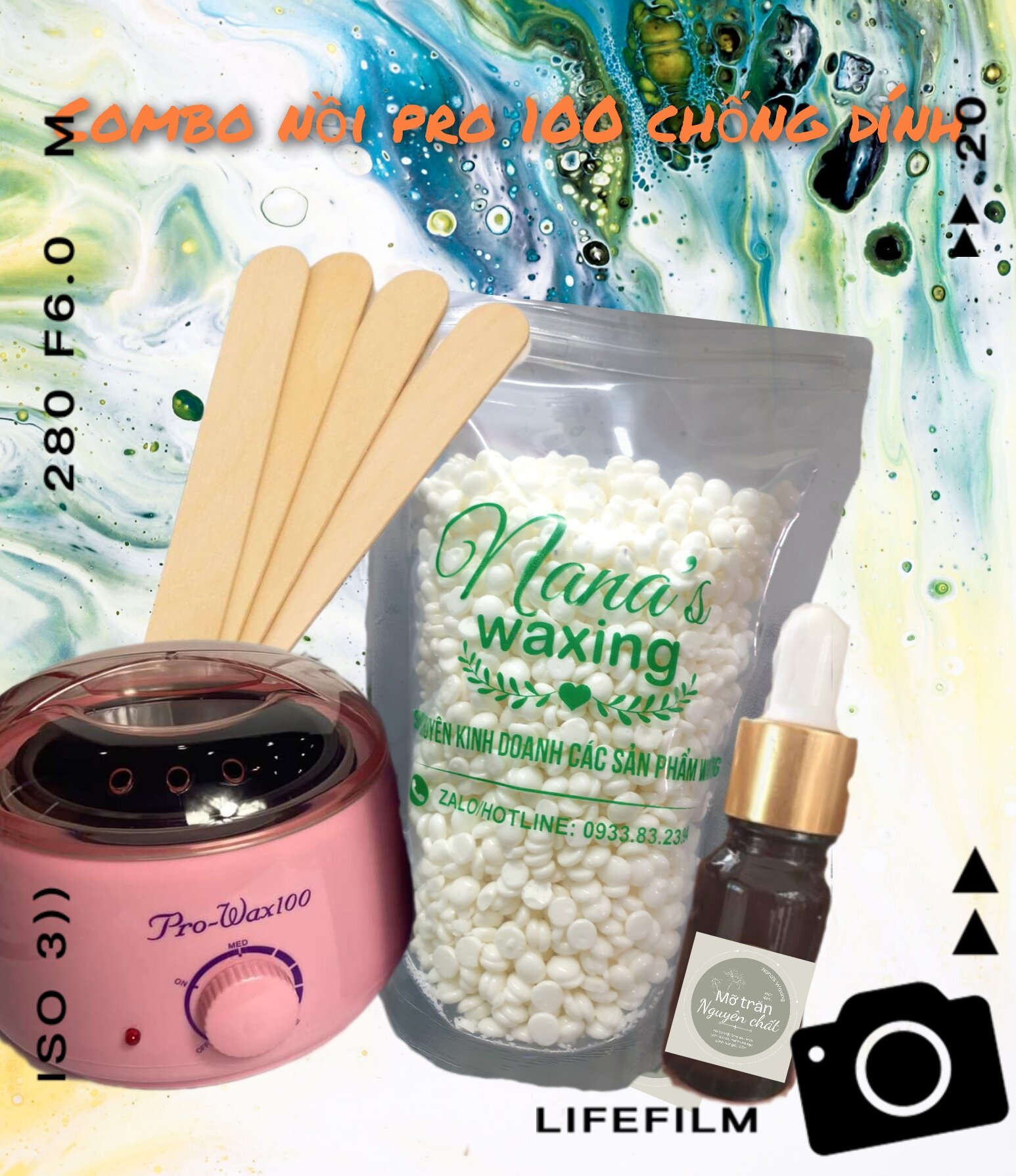Combo nồi tặng kèm sáp 100gr + mỡ trăn 10ml+ que gỗ