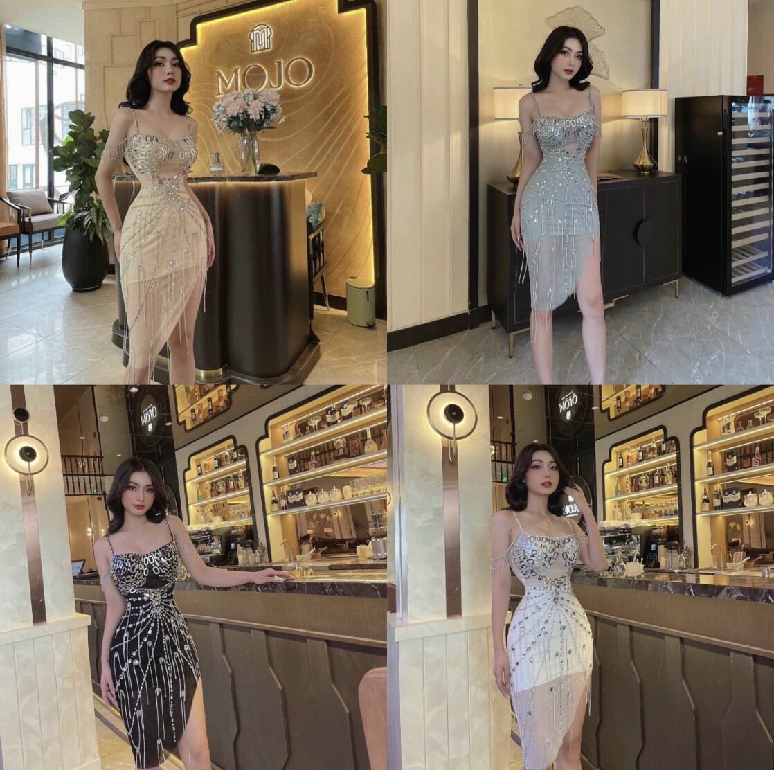 Đầm body đính dây đá cao cấp