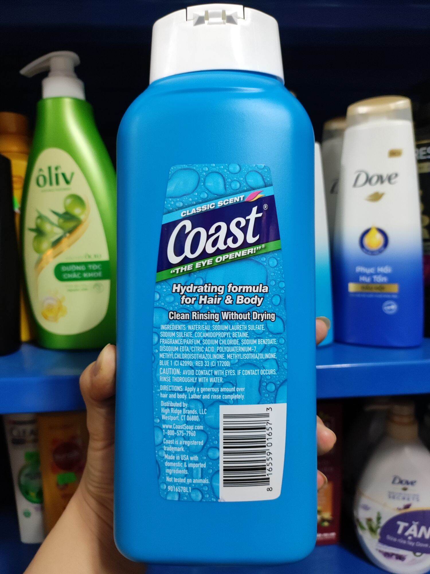 sữa tắm gội 2 in 1 Coast Mỹ 946ml
