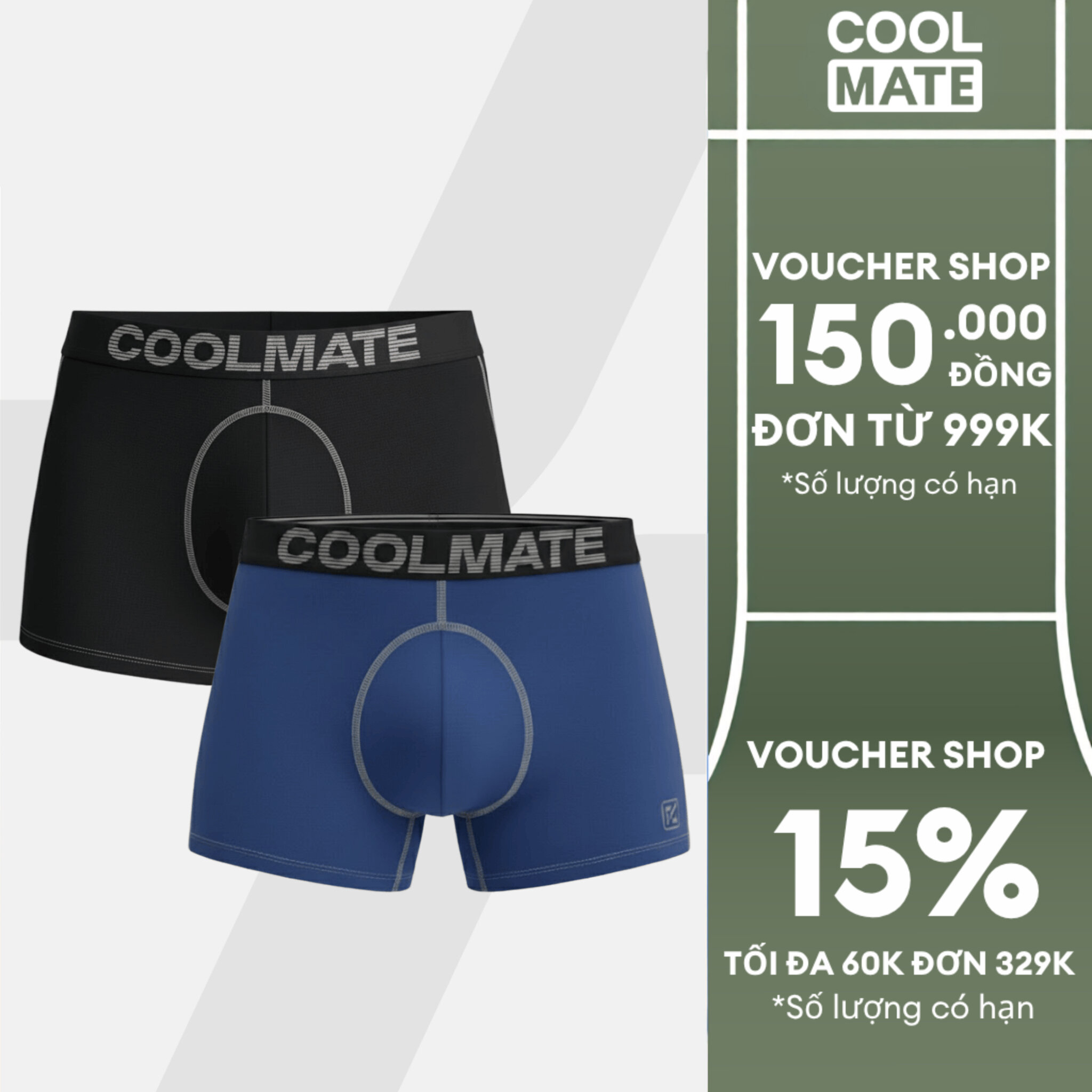 Combo 2 quần lót nam thể thao, hàng ngày trunk ErgoFit êm ái, giảm ma sát, tối ưu chuyển động Coolmate