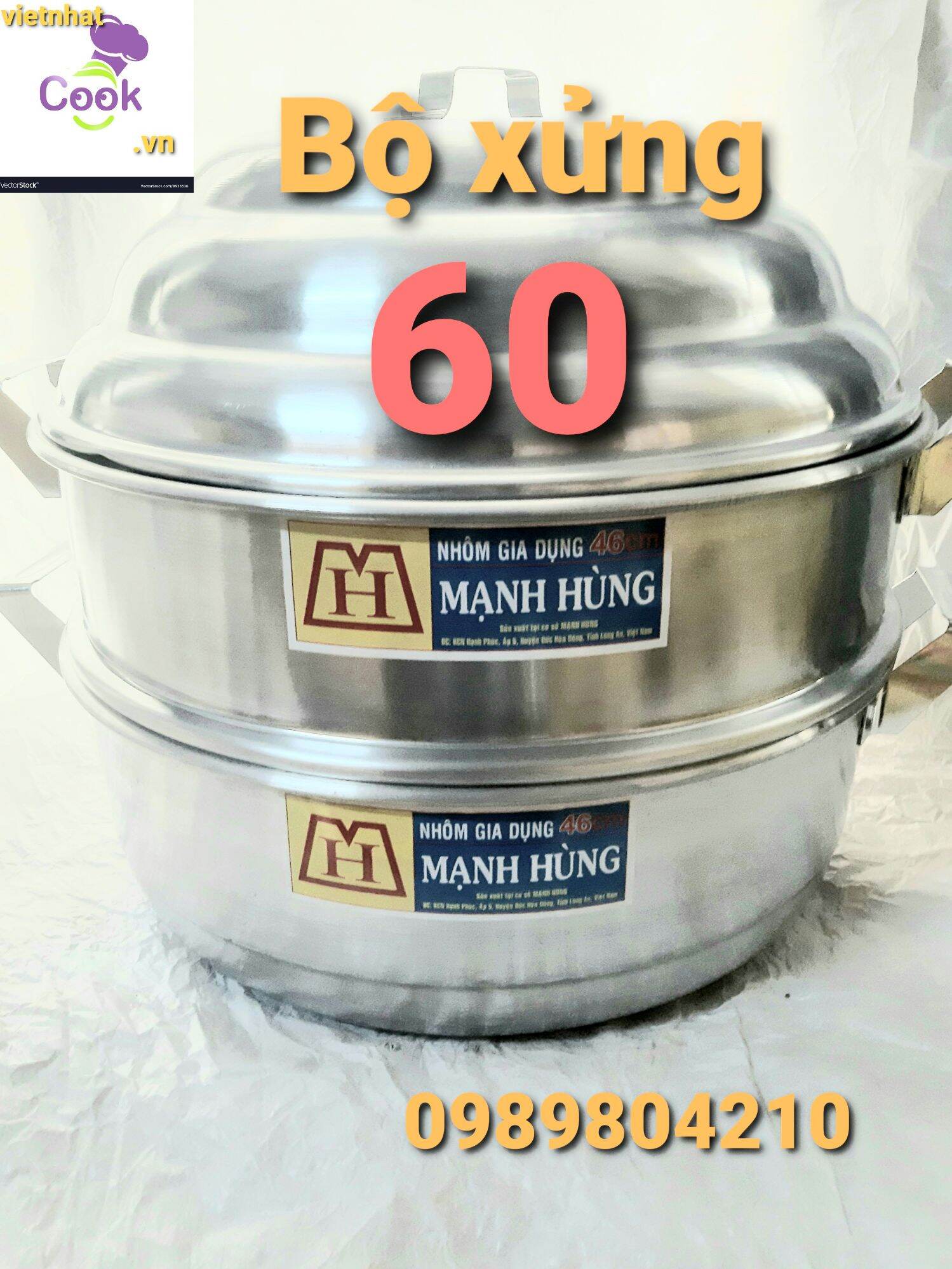 Xửng hấp nhôm Mạnh Hùng size 60,bộ xửng hấp 60,hấp bánh bao ,rau,củ ,quả hàng CHÍNH HÃNG