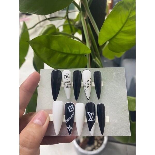 Nailbox mẫu nhọn đen trắng