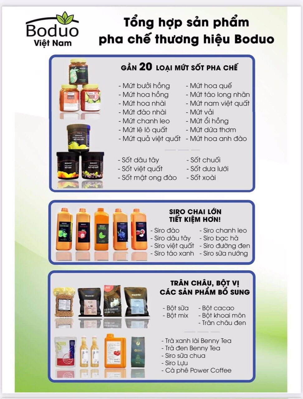 Siro bạc hà Boduo chai 2L(2,5kg)