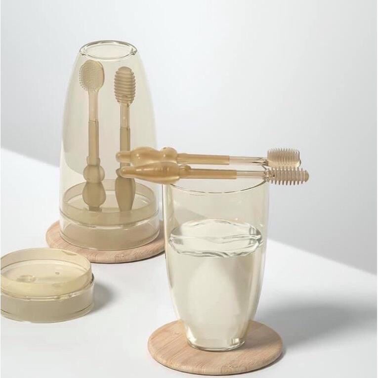 Sét rơ lưỡi + bàn chải silicon cho bé 0-18 tháng