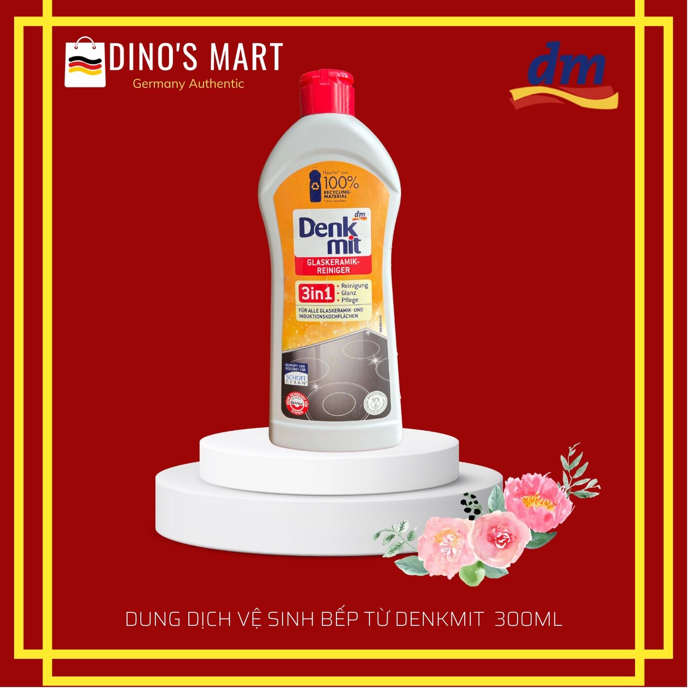 Dung Dịch Vệ Sinh Bếp Từ, Bếp Điện Denkmit, Đức 300ml (Mẫu Mới)