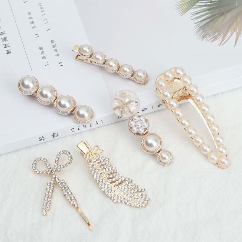 KẸP TÓC MÁI ĐÍNH ĐÁ NGỌC TRAI KIỂU HÀN QUỐC