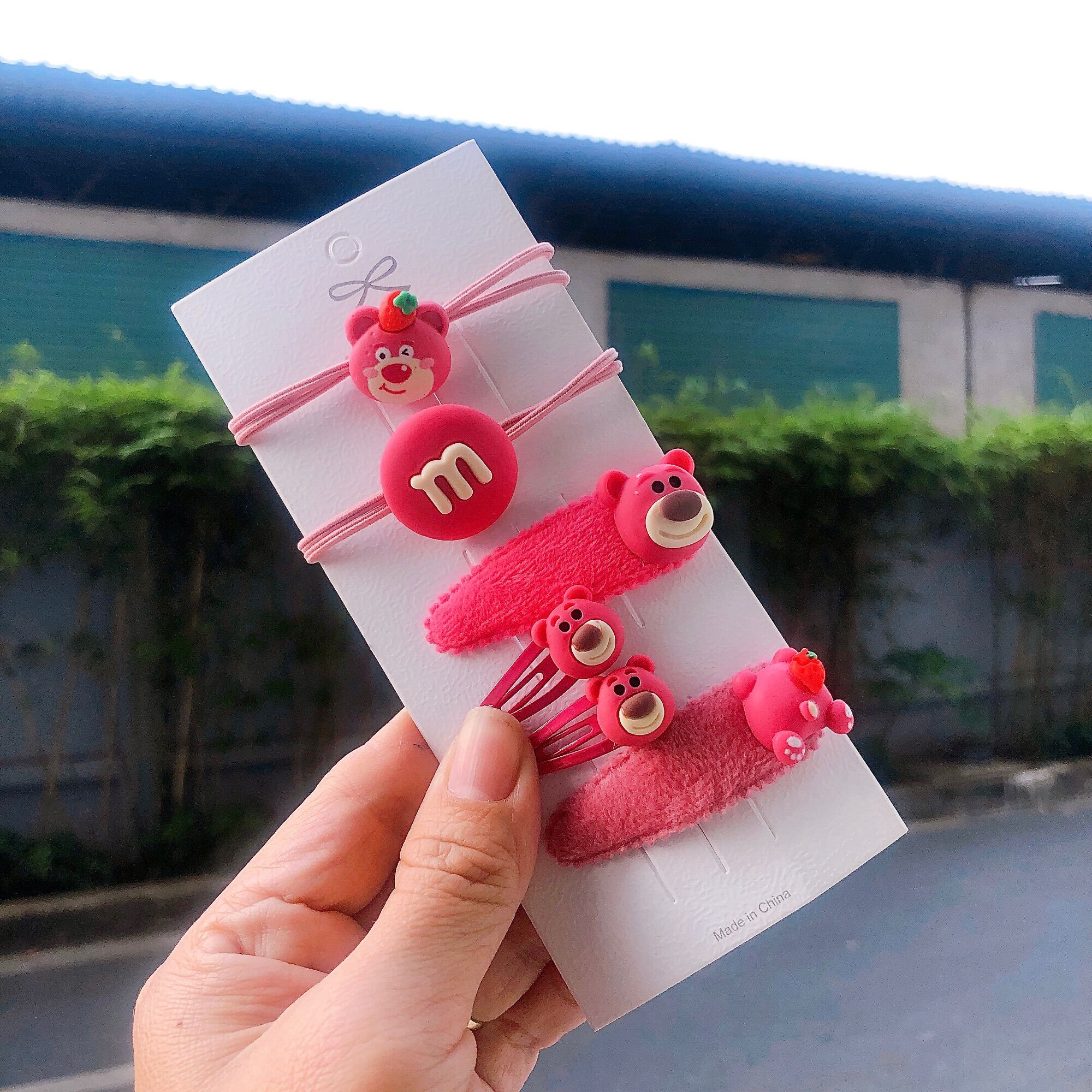 SET 4 MÓN CỘT VÀ KẸP TÓC GẤU DÂU LOTSO