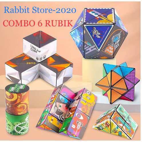 Combo 6 Rubik 3D Magic Cube thay đổi hình dáng Phát triển trí não cho bé