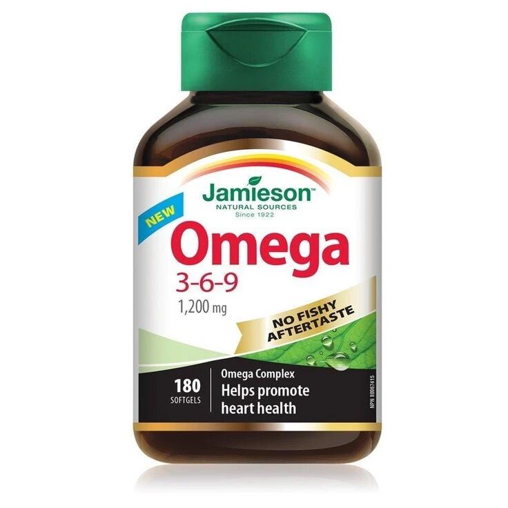 [Nội địa Canada] Viên dầu cá không mùi Jamieson Omega 3-6-9 1200 mg 180 viên nang mềm