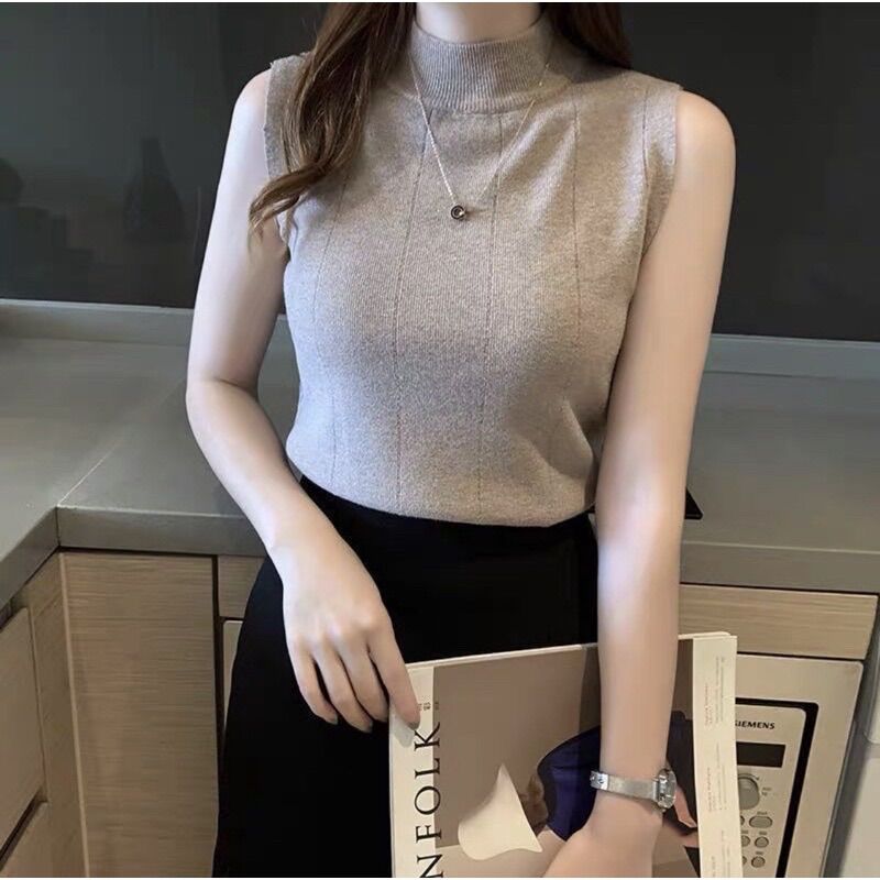 Áo len sát nách mặc vest cổ 3 phân