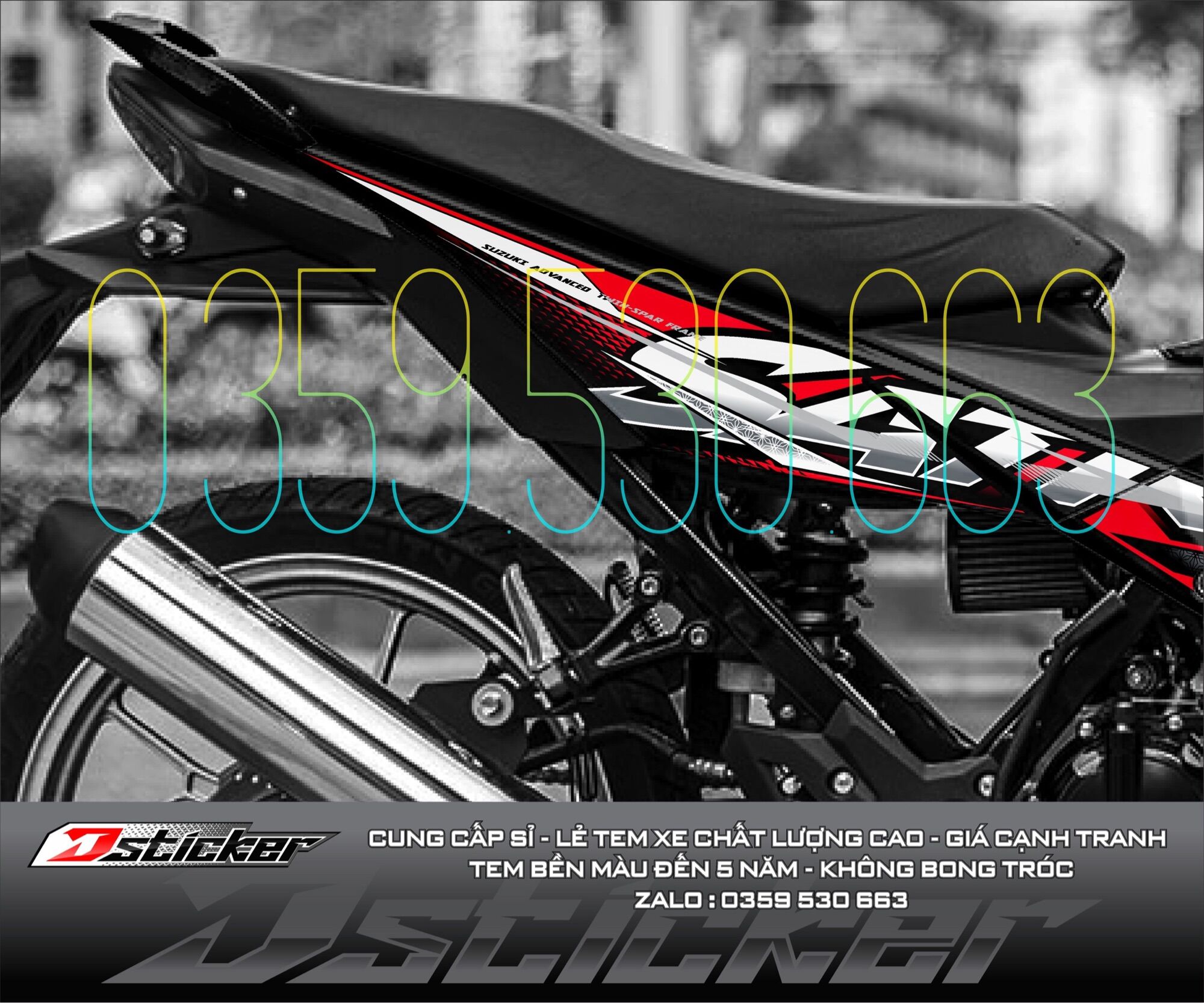 Tem rời Satria xe đen - tem đỏ mẫu mới 2021